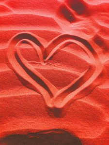 sand, heart shape, love symbol